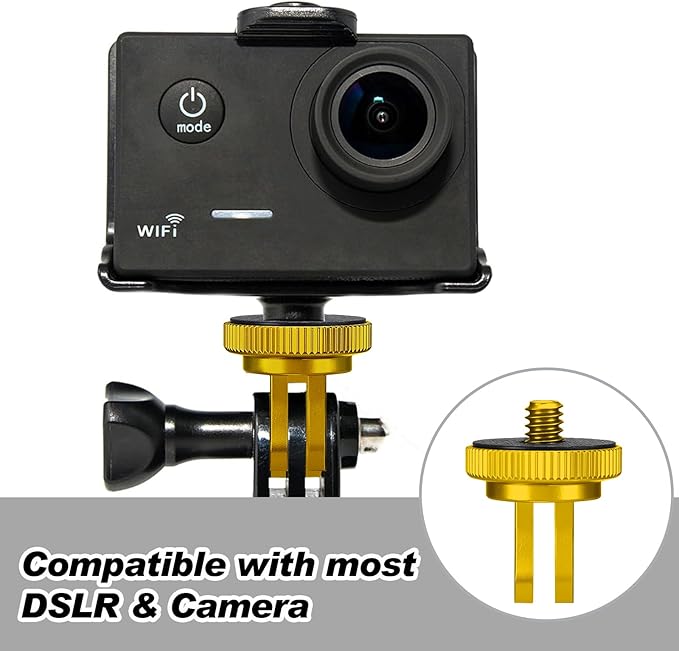 Frienda 4 Pieces Aluminum Camera Tripod Mount Adapter 1/4-20 Conversion Adapter for Tripod Compatible with GoPro Action Cameras and Other Standard 1/4 Accessories(Gold)