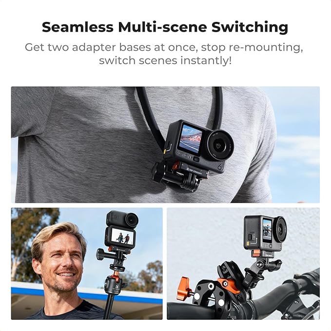 K&F CONCEPT 2 Pack Magnetic Adapter Mount for DJI Osmo Nano/Osmo Action 6, Quick Release Extension Base Bracket with 1/4" Adapter/Quick-Release Buckle for Tripod, Action Camera Vlogging Accessories
