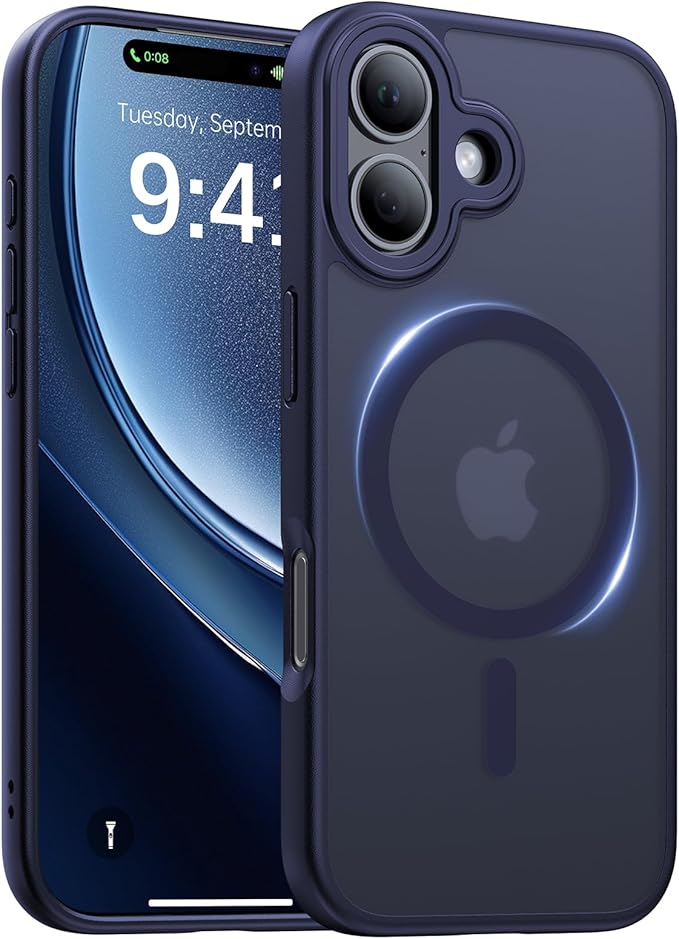 Magnetic for iPhone 17 Case,[Anti-Slip][Compatible with MagSafe][Military Grade Drop Protection] Shockproof Protective Translucent Matte Phone Case for iPhone 17 Case,Titanium Blue