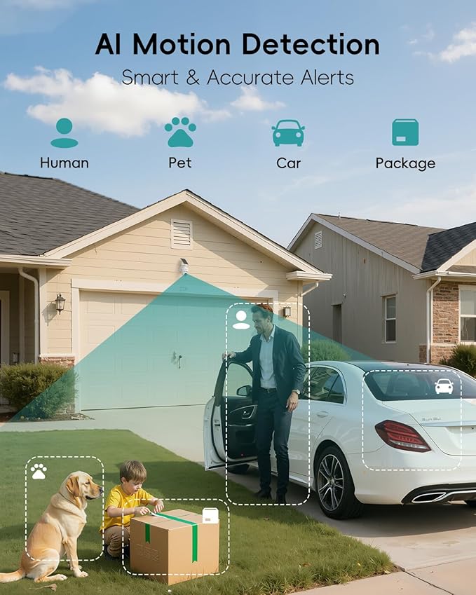 ZUMIMALL 2K Solar Security Cameras Wireless Outdoor, 360° PTZ Camera for Home Security with Color Night Vision, Flexible Mount, PIR Motion, 2-Way Talk, Free Cloud Storage, Compatible with Cloudedge