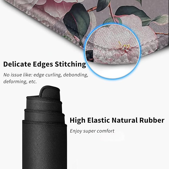 Large Mouse Pad for Desk+Coaster, Extended XL Mouse Pad 31.5x11.8 in, Mouse Pads Large with Stitched Edge, Desk Mat Keyboard Pad Non Slip Base Multi Purpose Desk Pad - Flower