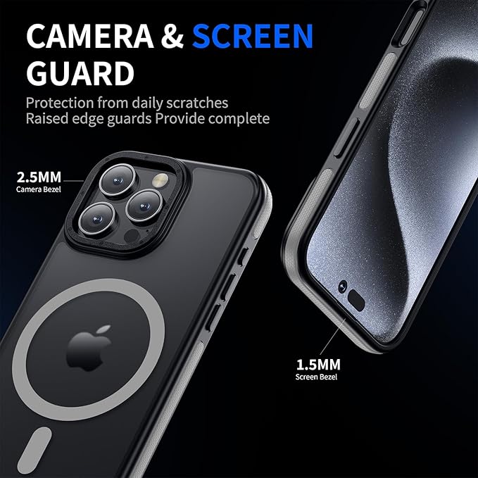 Strong Magnetic for iPhone 16 Pro Max case [10Ft Military-Grade Protection] Compatible with fit MagSafe Shockproof Slim Thin Cover case for iPhone 16 Pro Max 6.9 inch, Bumper Grey
