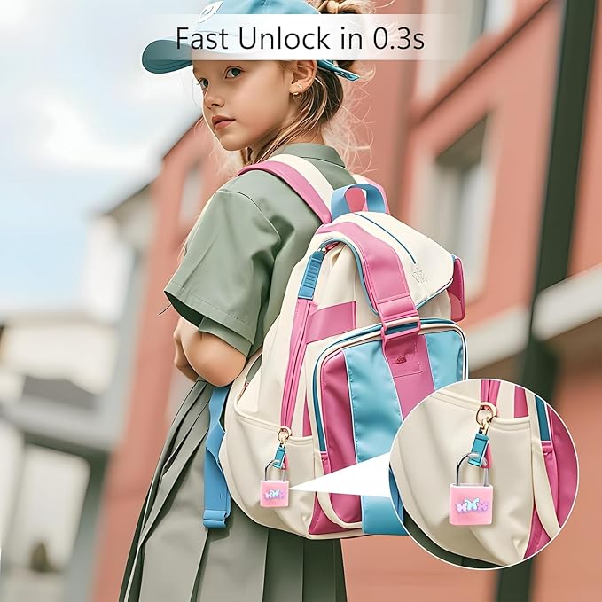 UMIKSMART Fingerprint Padlock with Silicone Protective Cover & Charm, Smart Keyless Padlock for School Locker, Gym Locker, Backpack and Travel Bag, Gift for Kids, Teens and Friends