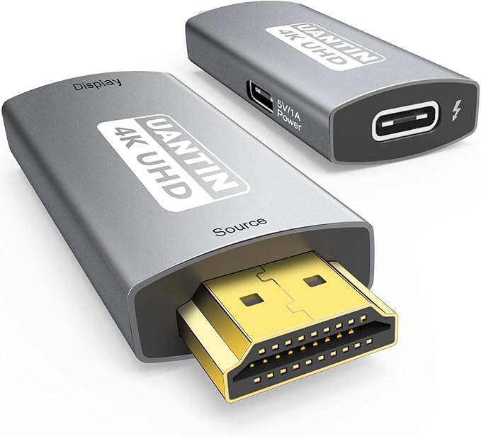 UANTIN HDMI to USB C Adapter (4K 60Hz) Uni-Directional HDMI (Source) to Type-C (Display) Male to Female Compatible with Laptop,PS5,XR/AR Glasses,Portable Monitor, Not Charging The Device