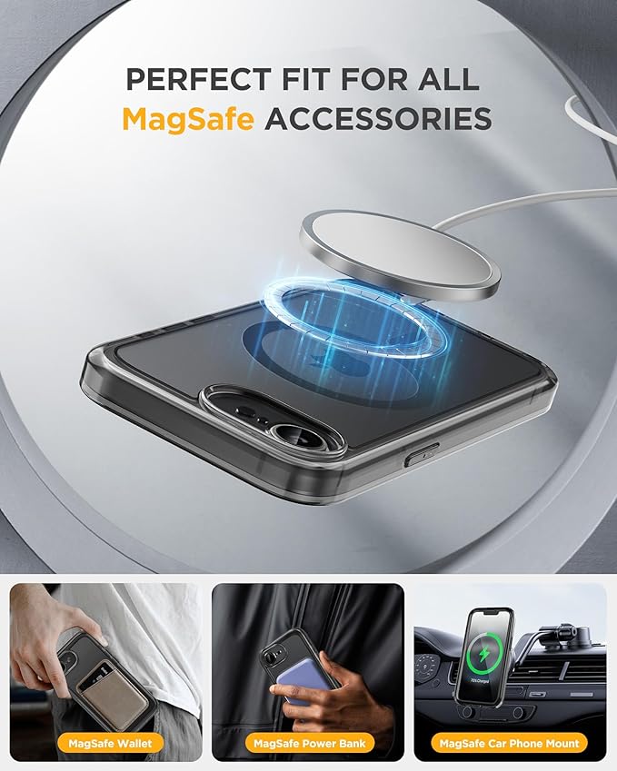 Miracase for iPhone 17e Case & iPhone 16e Case, Full-Body Phone with Built-in Glass Screen Protector, [Magnetic with MagSafe] Military Drop Proof 17 E/ 16 E Cover Bumper 6.1 inch, Clear Black