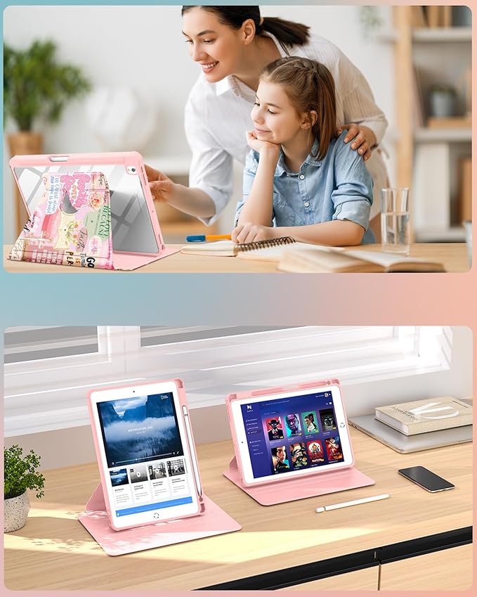 Uppuppy for iPad 9th/8th/7th Generation Case for iPad Air 3rd/ Pro 10.5” Case - 360 Rotating Stand Folio Smart Cover with Pencil Holder for Women, Christian Words for Apple Tablet 7/8/9 Gen 10.2 inch