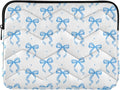 Laptop Case Sleeve, Blue Ribbon Bow Dots Pattern Shockproof Protective Computer Carrying Cover, Briefcase Handbags 13-13.3inch Laptop Sleeve Bag