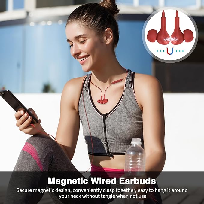 APETOO USB C Headphones for iPhone 17/16/15 Wired Earbuds for Samsung Galaxy S26/S25/S24/S23/S22 Magnetic Noise Isolating in-Ear Type C Earphones with Mic Volume Control for iPad 10/Pixel/Android, Red