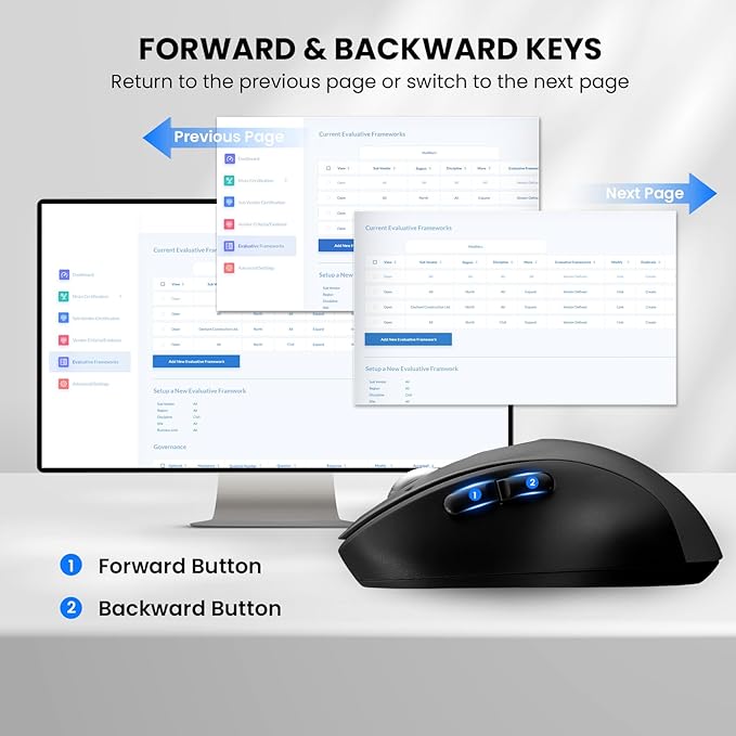 Wireless Bluetooth Mouse,Multi Device Ergo Computer Mouses,Metal 4-Way Super Scrolling,± 3200 DPI,10 Buttons,Plug&Play,Quiet,Rechargeable,USB Cordless Mice for Laptop,Tablet,Mac,iPad,PC,Phone (Grey)