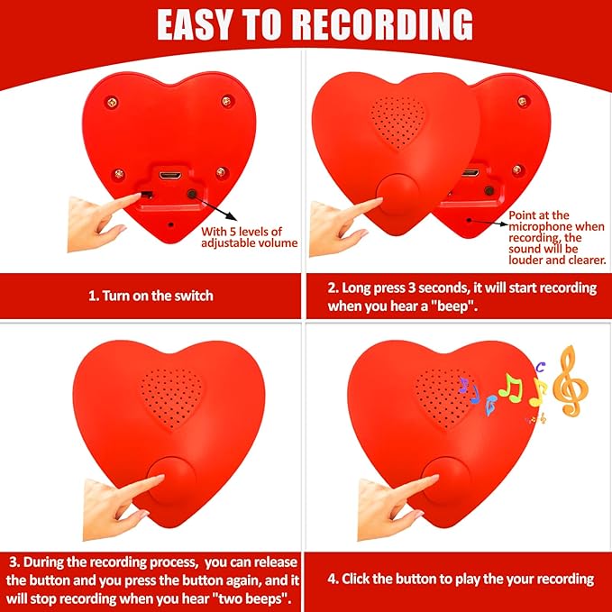 XLW Voice Recorder, 16min Sound Recorder for Stuffed Animals,Personal Voice Message Recordable Chips Module for Christmas Valentine's Day Plush Toy & DIY Creative Sound Gifts for Boys, Girls (Red)