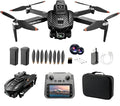 GPS Drone with 4K Dual Cameras & 4.5in Large-Screen Remote - Infrared Obstacle Avoidance, LED Night Lights, Brushless Motors, 2 Rechargeable Batteries, Wi-Fi FPV Real-Time Transmission, Hovering Altitude Hold Mode, GPS Auto Return & Follow Me Mode - Fo...