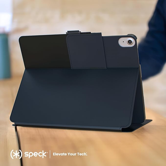 Speck New iPad Air 13 Case (2024) - Fits iPad Pro 12.9 Case (2022/2021, 6th/5th Gen) with Pencil Holder, Drop & Camera Protection, Slim Multi Range Stand, Balance Folio - Black/Black/White