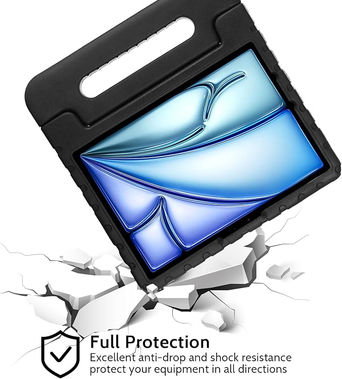 Dteck Kids Case for iPad Air 11" M2 2024, iPad Pro 11" Case 2024, Lightweight Shockproof Rugged EVA Kids Friendly Handle Kickstand Child Proof Protective Case with Pencil Holder, Black