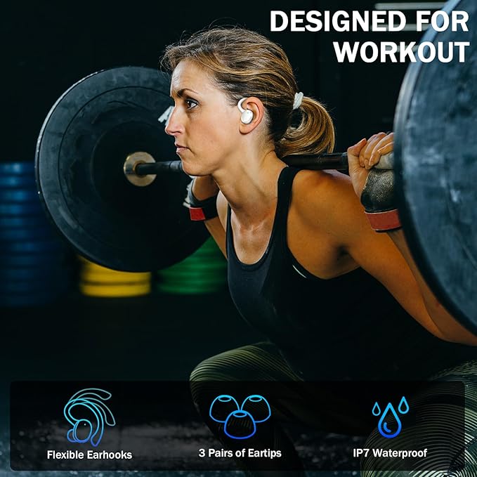 Wireless Earbuds, Sport Bluetooth 5.4 Headphones 2026 New Bluetooth Earbuds with 56Hrs Stereo, 4 ENC Mic, Noise Canceling Over-Ear Buds with Earhooks, IP7 Waterproof Earphones for Workout/Running/Gym