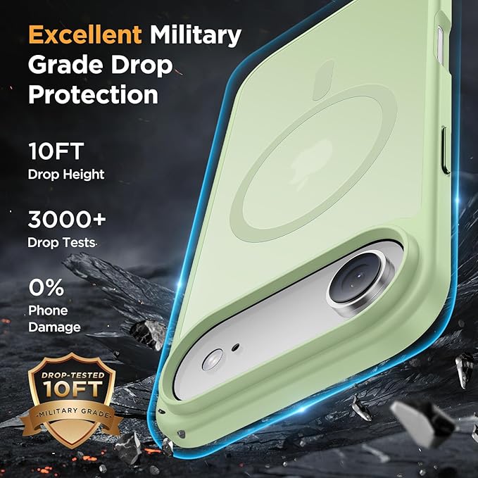Miracase Magnetic for iPhone Air Case with Screen Protector(Compatible with MagSafe), Slim Thin Translucent Matte Military-Grade Protected Phone Cover for iPhone 17 Air 6.5", Green