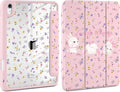 Case for iPad Air 13 inch 2026 M4 2025 M3 2024 M2 Release Slim Lightweight Shockproof Cute Light Pink Cover with Clear Back TPU Edge Pencil Holder Trifold Stand Auto Wake Sleep, White Rabbit
