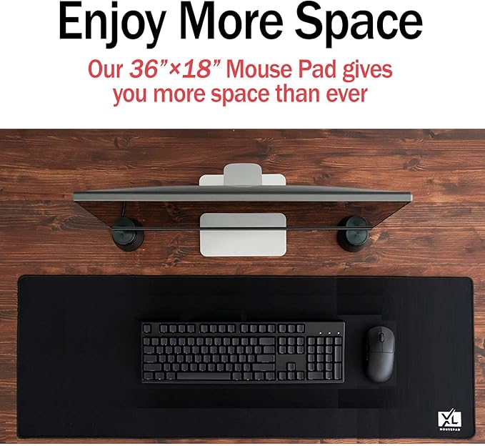 XL Mouse Pad 2XL Huge Extra Large Gaming Mousepad for Full Desk - Super Thick Nonslip Rubber Base and Waterproof Desktop Keyboard Extended Mouse Mat (Black, 2XL (36''x18''))