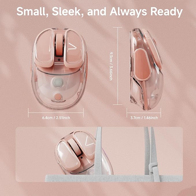 SEUNKWANG EWEADN Q9 Wireless Clear Mouse Dual Mode Bluetooth & 2.4G USB Computer Mouse with RGB Lighting, Silent Clicks, Multi-Device Compatibility for Laptop, PC, MacBook, iPad Cute Mouses-Gradient