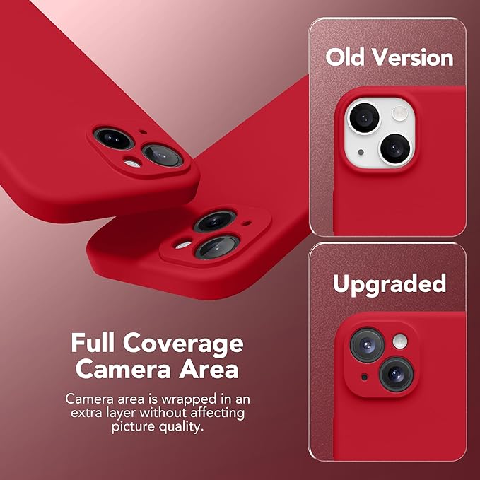 Magnetic for iPhone 14 Case, Compatible with MagSafe, [Full Camera Protection][Screen Protector] Silicone Shockproof Protective Phone Case for iPhone 14 6.1 inch, Deep Red