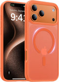 Magnetic for iPhone 17 Pro Max Case,[Anti-Slip][Compatible with MagSafe][Military Grade Drop Protection] Shockproof Protective Translucent Matte Phone Case for iPhone 17 Pro Max Case,Orange