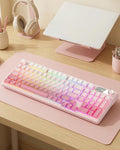 EWEADN V102 Wireless Keyboards, 98 Key Gaming Keyboard with Screen & Media Knob, Custom RGB Backlit, Tri-Mode BT5.0/2.4GHz/Wired Membrane Bluetooth Keyboard, Quiet Typing for PC/Mac-Gradient Pink