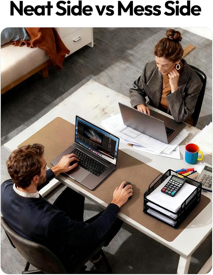 YSAGi Leather Desk Pad Protector, Office Desk Mat, Large Mouse Pad, Non-Slip PU Leather Desk Blotter, Laptop Desk Pad, Waterproof Desk Writing Pad for Office and Home (Bronze, 47" x 17")