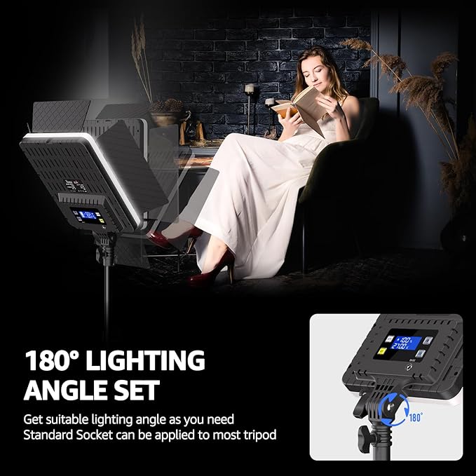 NiceVeedi 36W Photography Lighting, Bi-Color Studio Light, CRI 95+, Dimmable AC Adapter Powered LED Video Light Kit with Remote Control & 72” Tripod, Light for Video Recording/YouTube/TikTok/Ins