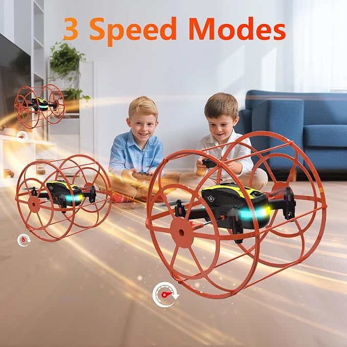 M17 Drone with Protective Cover Mini Drone RC Quadcopter for Beginners Land-Air Dual Mode Drone Headless Mode 3 Speed Modes 3D Flip One Key Control 2 Rechargeable Battery Gifts