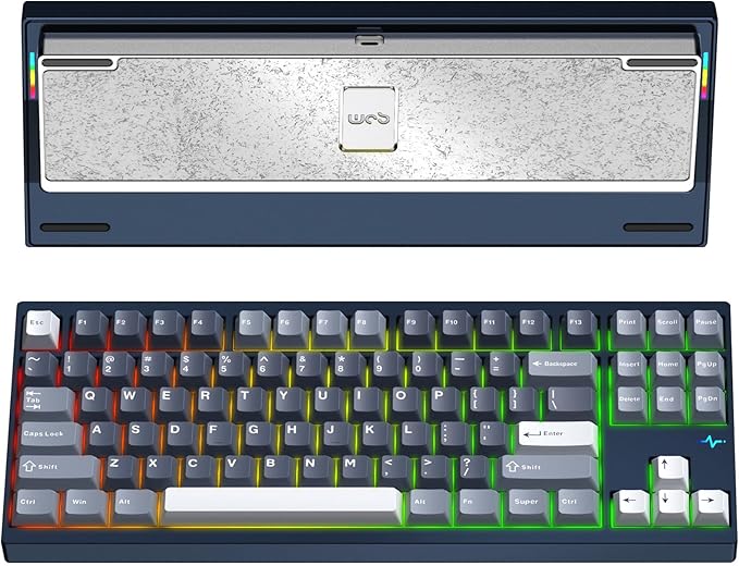 KEEBMONKEY WOBKEY Crush 80 Reboot CNC Aluminum 5-Second Quick-Release Triple-Mode Connectivity Mechanical Keyboard with Superior Acoustics (Pro Navy)