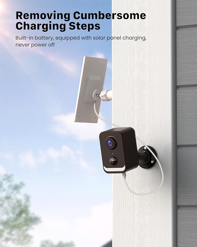 PEEIPM Security Cameras Wireless Outdoor: Solar Power Cameras for Home Security WiFi Battery Seguridad Camara System Kit Surveillance Monitor with Motion Sensor Flood Light Alarm & Color Night Vision