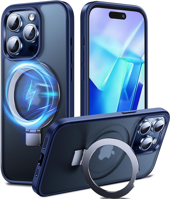 Chicfun 3-in-1 [Magnetic+Kickstand+Ring Holder] for iPhone 15 Pro Max Case Stand Ring Holder Compatible with MagSafe, Military Shockproof Protective Matte iPhone 15 Pro Max Phone Case Kickstand Cover