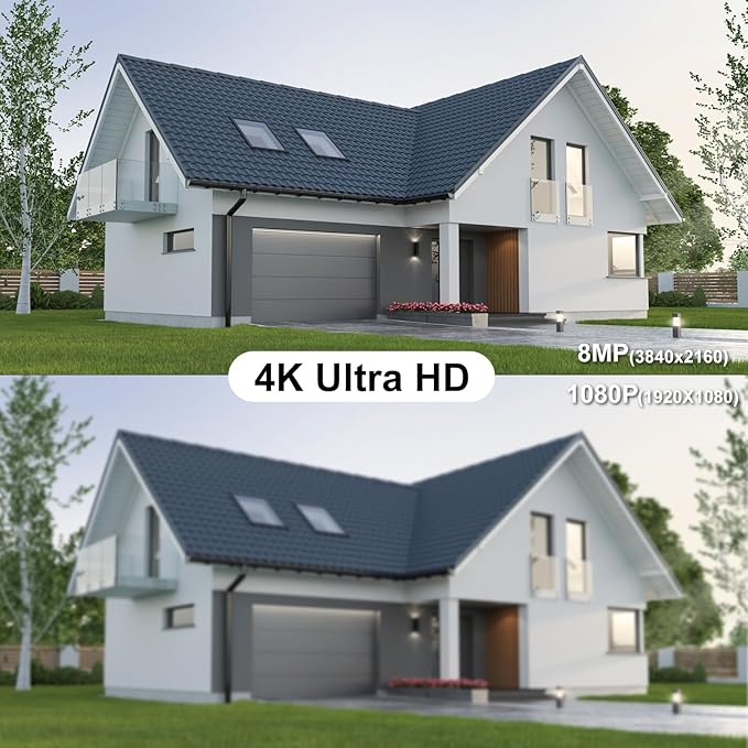 UNILOOK 4K PoE Security Camera, 8MP Turret IP Camera Outdoor Indoor Wired, 100ft Smart Color Night Vision, Human/Vehicle Detection, IP66 Built-in Audio, @20fps, Wide Angle, Metal Housing, NDAA