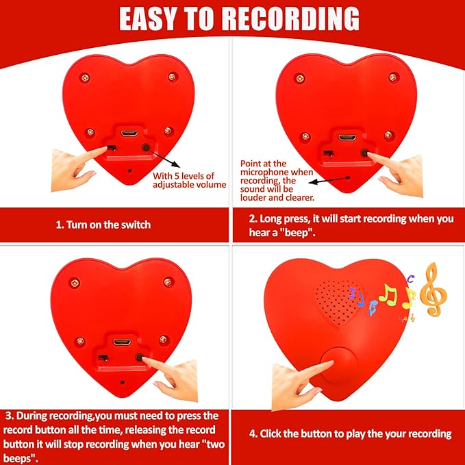 XLW Voice Recorder,350s Voice Box for Recordable Gifts Button Sound Box for Stuffed Animals, Christmas Valentine's Day Plush Toy & Manual DIY Creative Sound Gifts for Boys, Girls (Red)