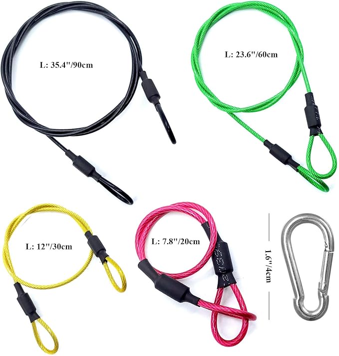Camera Safety Tether, Stainless Steel Cable Wire Colorful Coating Lanyard with Hook Carabiner Clip for GoPro Hero 9 8 7 6 5 4 3 Session DJI Osmo Action and Other Action Camera