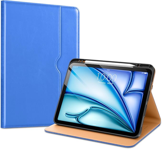 VIKESI Case for iPad Air 13 inch (M4) 2026 / (M3) 2025 / (M2) 2024,Premium Leather Folio,Apple Pencil Holder,Auto Sleep/Wake,Stand Cover - Royal Blue