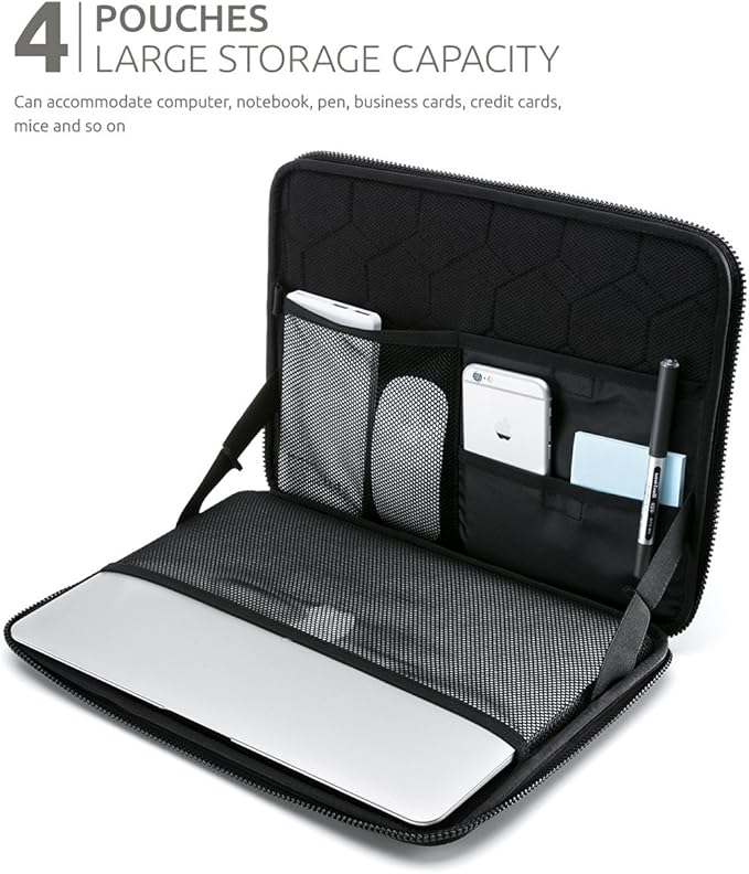 360° Protective Laptop Sleeve for 16-inch New MacBook Pro M3/M2/M1 Pro/Max A2991 A2780 A2485 A2141 2023-2019, Shockproof, Water-Resistant Ultrabook MacBook Bag Case with Accessory Pocket, Black