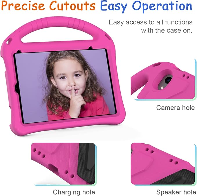 Kids Case for iPad Mini 7 (2024), iPad Mini 6th Generation Case, Techcircle Light Weight Shock Proof EVA Foam Rugged Handle Stand Kids Friendly Anti-Slip Grip Protective Case, Rose