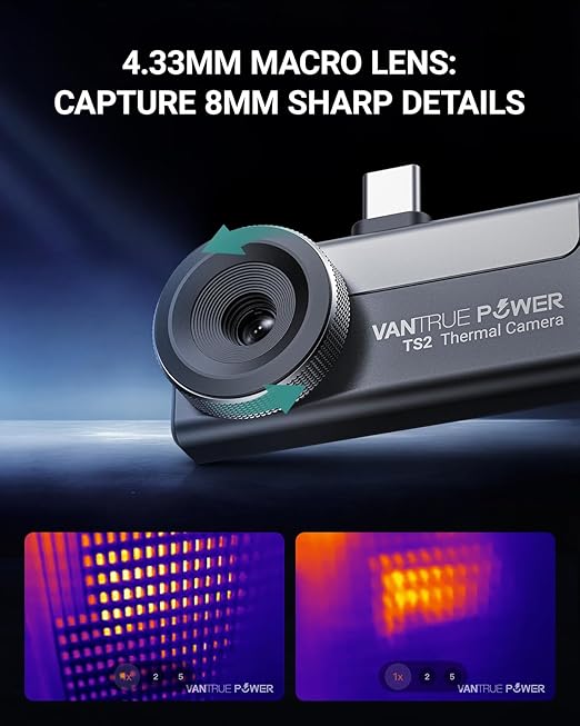 Thermal Camera for iPhone & Android, Thermal Imaging Camera 512x384 Super Resolution, Infrared Camera 8mm Macro Manual Focus, -4°F~1022°F Temp Range, Perfect for Home HVAC Inspection