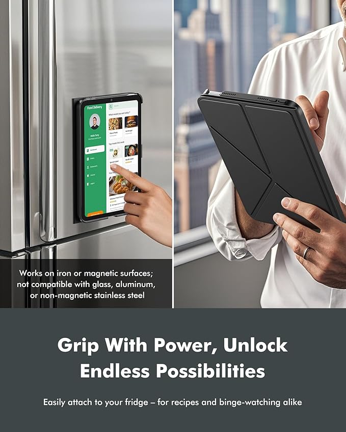INFILAND Case for iPad Mini 7 (A17 Pro) 2024 / iPad Mini 6 2021, Magnetic Origami Slim Protective Case, Book-Style Foldable Cover with Pencil Holder, Multi-Angle Stand, Auto Wake/Sleep, Midnight Green