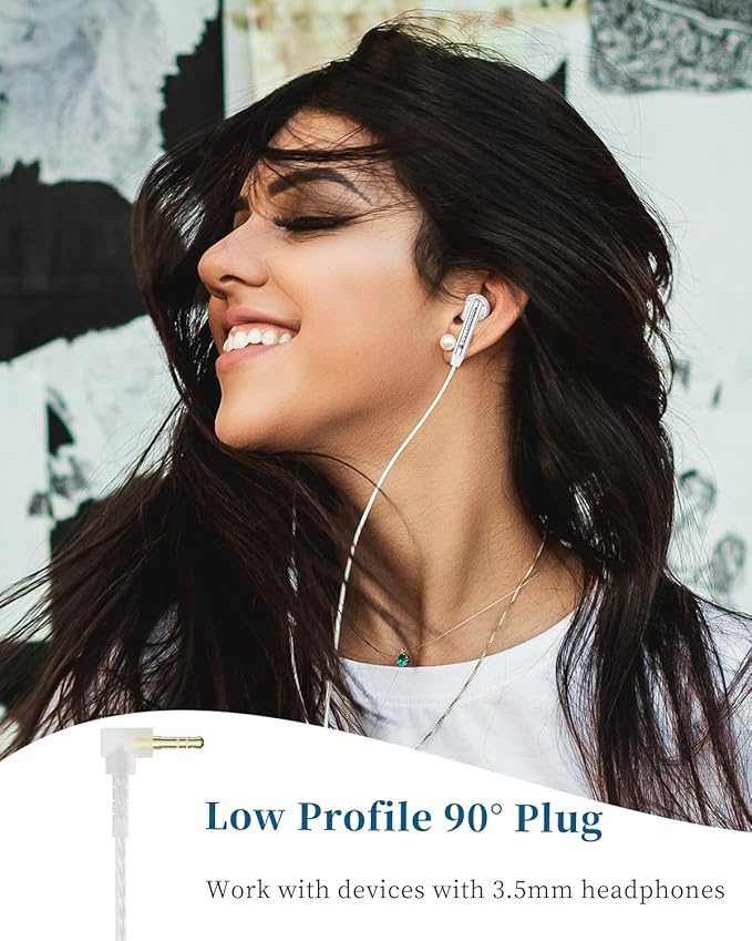 KZ Duet Dual Driver Wired Earbuds with Microphone in-Ear Headphones for PC, Mobile, Nintendo Switch, Noise Isolating Fit, HD Stereo Earphone Convenient for Travel (White, Mic)