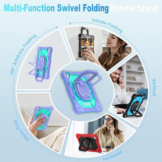 WESOROL for iPad Pro 13 Inch Case M5 2025/M4 2024 (7th Gen) with Screen Protector/360° Rotating Stand/Pencil Holder/Shoulder Strap,Military Grade Shockproof iPad Case 13 Inch Pro M5/M4,Purple Green