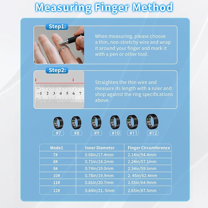 Smart Ring Health Tracker for Women Men with Fitness Tracker/Sleep Monitoring/Heart Rate/Blood Oxygen/Blood Pressure/Air Gestures /IP68 Waterproof, No Subscription Required, Charging Case