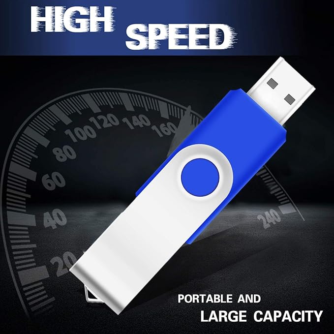 2GB USB Flash Drive 2-Pack EASTBULL USB 2.0 Drive Swivel USB Stick Memory Stick Metal Pen Drive (Black & Blue)