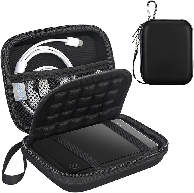 Lacdo Hard Drive Carrying Case for Seagate Portable External Hard Drive, Toshiba Canvio Basics/Flex WD Elements/My Passport External hard Drive HDD Case 1TB 2TB 4TB 5TB 6TB Shockproof Travel Bag,Black