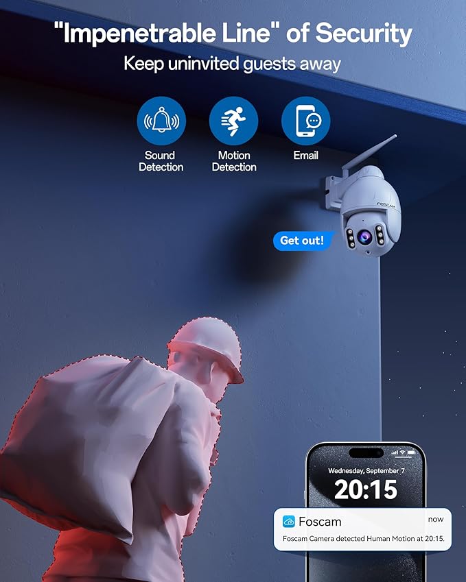 FOSCAM SD4 2k 4MP Outdoor Security Camera, 5G/2.4GHz WiFi PTZ IP Surveillance Camera with 4X Optical Zoom, Smart AI Human Detection, 2-Way Audio, 165ft Night Vision, CMOS Image Sensor, IP66