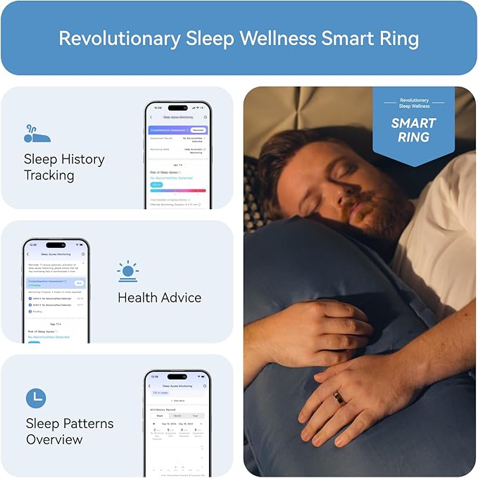 RingConn Gen 2, World’s First Smart Ring with Sleep Apnea Monitoring, No APP Subscription, 12-Day Battery Life, Stress/Heart Rate/Women's Health Tracker, Android & iOS Compatible (Gold, Size 11)