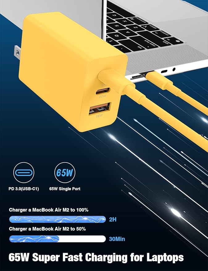 2Pack 65W USB C Wall Charger Block, 3-Port USB C Charging Adapter 100W Type C Super Fast Charging Power Plug Cube for MacBook Pro/Air,i-Pad Pro,i-Phone 17/16/15, Galaxy S25,and More