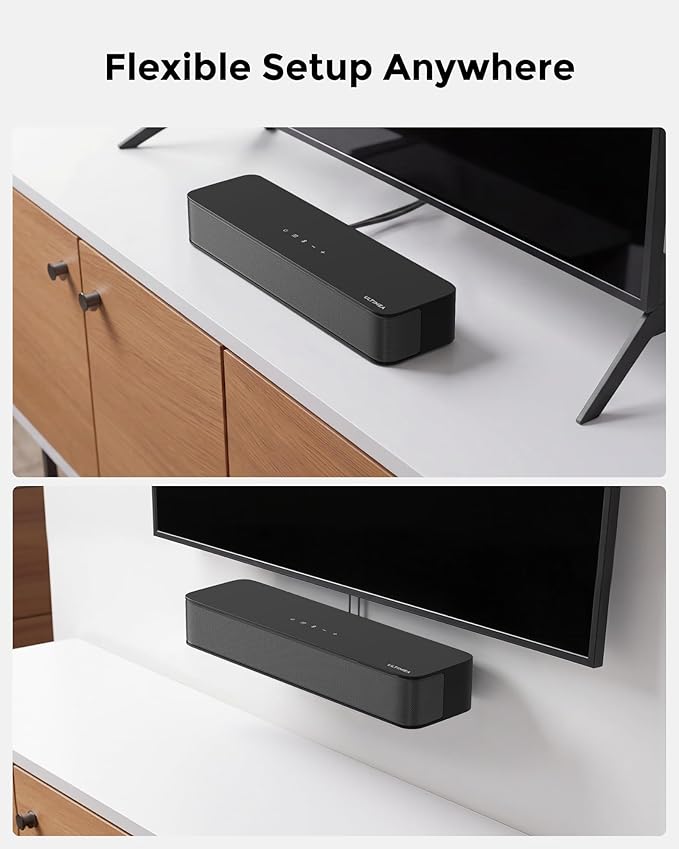 ULTIMEA 2.1ch Surround Sound Bar for TV, Built-in Subwoofer, Peak Power 132W, App Control, 16 Inches Bluetooth 5.4 TV Speakers Soundbar, All-in-one PC Soundbar, Opt/AUX/Wall Mount, Poseidon M20 Pro
