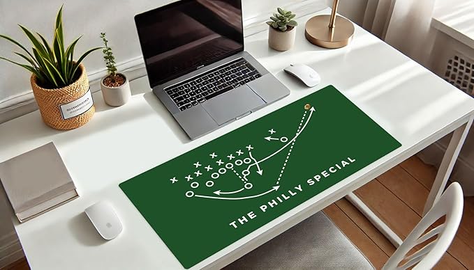 French KOKO Large Philadelphia Football Desk Mat 36" x 16.5" – XL Desk Pad Mat Featuring the Philly Special Play, Oversized Mouse Pad Protector, for Men, Teen Boys, Dad, Office