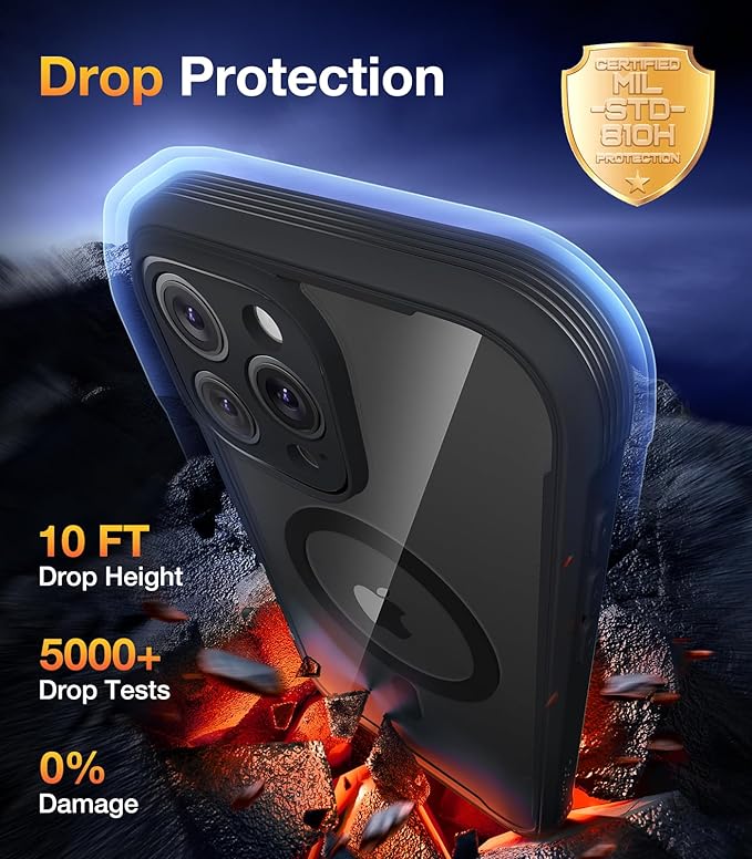 Diaclara Magnetic Designed for iPhone 16 Pro Case, Full Body Rugged with Touch Sensitive Anti-Scratch Screen Protector, Compatible with MagSafe, Soft Bumper Case for iPhone 16 Pro 6.3'', Black